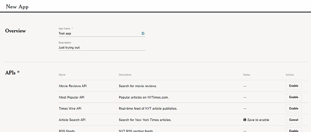 Nyt create app
